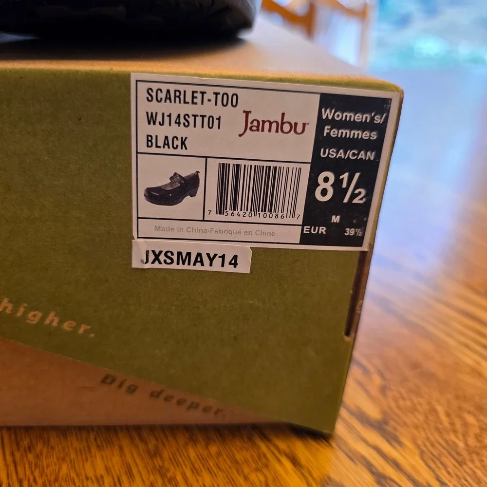 Jambu Scarlet-Too 8.5M Black Leather Suede Wedge Mary Jane Shoes New in Box‎